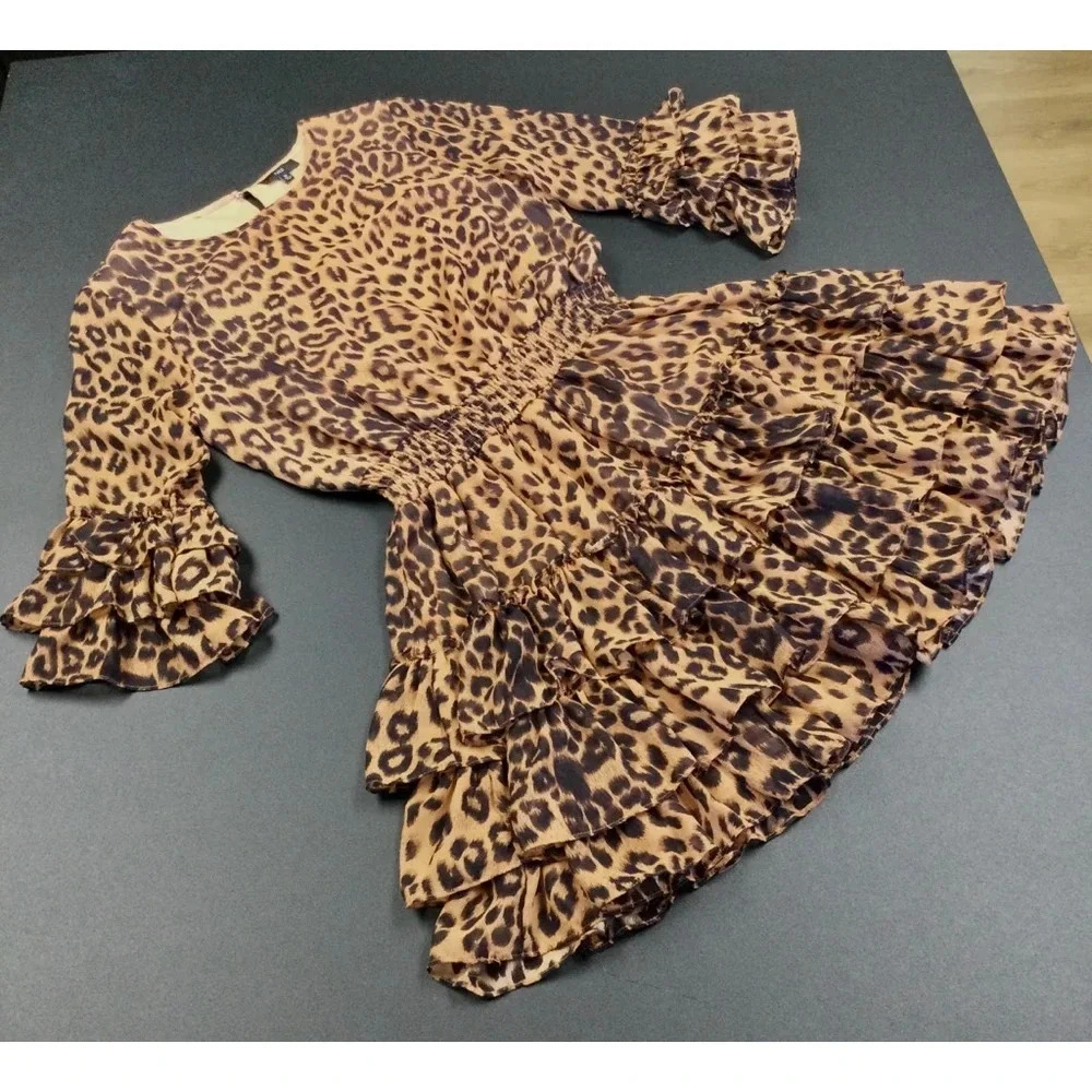 Women's Fate Dress,‎ Size M, Brown Leopard Print